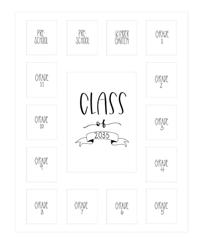 Image of Rustic Red Door Co. Class of 2033 Photo Mat (11 inch x 14 inch) Photo Collage Picture Frames Mat for School Pictures - No Frame White Photo Mat from Pre - K to Graduation (15 Photos)