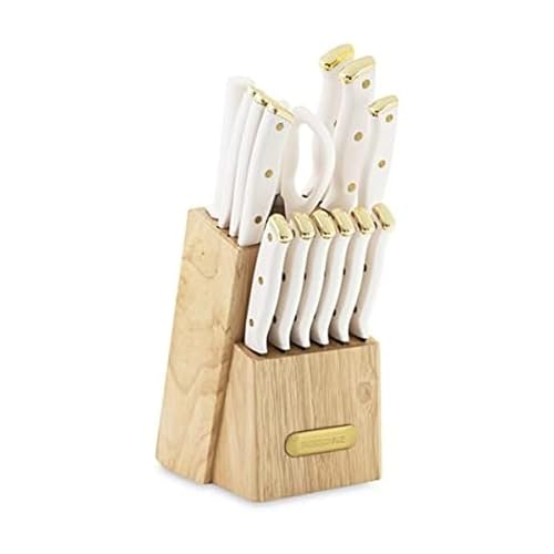FARBERWARE 15-Piece Knife Block Set, Triple-Riveted High-Carbon Stainless Steel Kitchen Knives,...