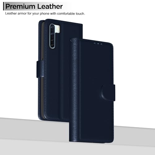 Image of Pikkme Flip Cover Leather Finish | Inside TPU with Card Pockets | Wallet Stand and Shock Proof | Complete Protection Flip Case for Oppo F15(Blue)