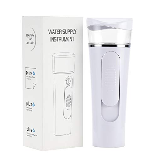 Handy Facial Steamer with Power Bank Nano Face Mist Spray Bsnworld for Hydrating Cool Cleaning Pores Portable Atomization Humidifier Face Moistruizing Spa Beauty Device (White)