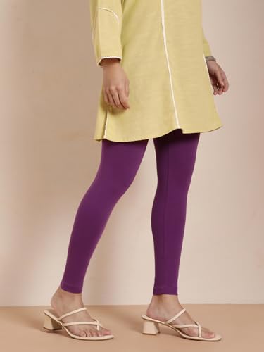 Image of TWIN BIRDS Super Stretchable Cotton Elasthane Fabric Ankle Length Leggings for Women
