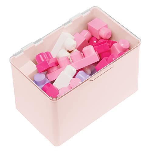 mDesign Opbergdoos met deksel voor de keuken, voorraadkamer of werkkamer – stapelbox van BPA-vrij kunststof – compacte kunststof kist voor huishoudelijke artikelen – lichtroze en doorzichtig - Image 7