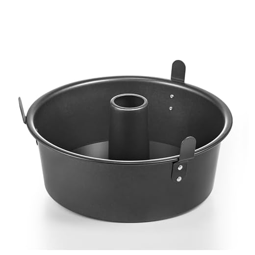 HONGBAKE Angel Food Cake Pan with Removable Bottom, 10 Inch Tube Pan, Nonstick Pound Cake Pans for Baking, Chiffon Cake Mold, 16-Cup, Heavy Duty - Dark Grey