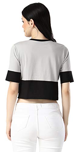 Image of DHRUVI TRENDZ Women's Regular Fit T-Shirt (2021 Grey & Pink & Black Medium)