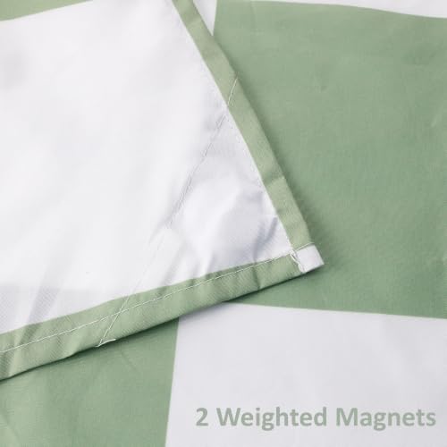 Image of N&Y HOME Fabric Shower Curtain or Liner Green and White Checkered