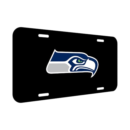 Aluminum Metal License Plate for SeahawksBlack Front 6 * 12 inches Decoration License Plate Tag with 4 Holes