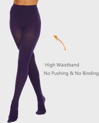 Image of DUCMODA Womens 80 Denier Opaque Tights, Women's Soft Solid Color Footed Pantyhose, High Waist Stocking with 30+ Colors