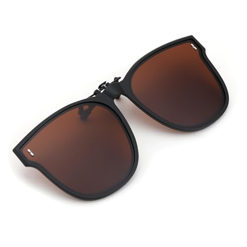 Image of FEISEDY Polarized Clip On Sunglasses Over Prescription Glasses Men Women Fit Flip Up B4177