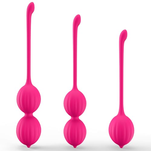 FIDECH Liebeskugeln Beckenbodentrainer für Frau, Medizinische Silikon Kegel Balls für effektives Training der Vaginalmuskulatur und fördert Blasenkontrolle, 3 Vibrationskugeln Sex Spielzeug Set, Rot