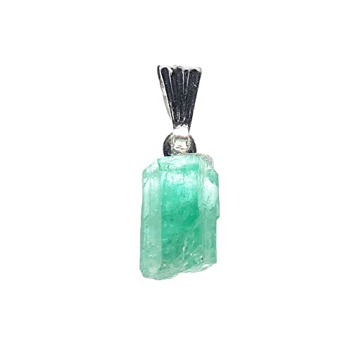 Pendentif émeraude verte en pierre brute naturelle pour collier