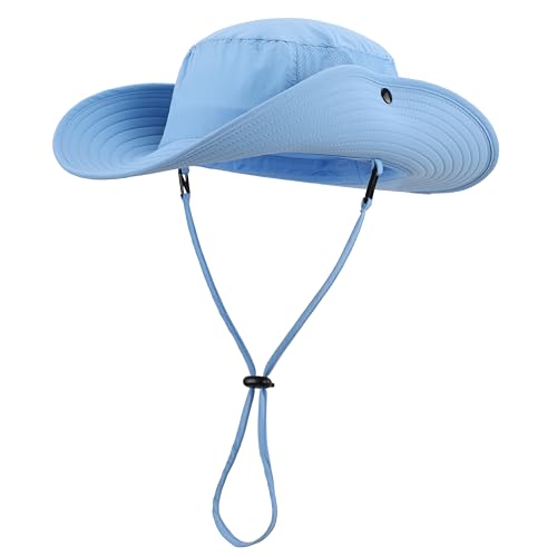 Image of Home Prefer UPF50+ Mens Sun Hat Wide Brim Womens UV Protection Beach Bucket Hat for Fishing Hiking Snap Up Cowboy Hat