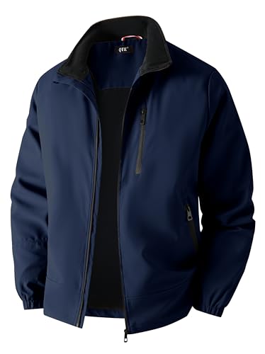 QTE Lightweight Jackets for Men Casual Windbreaker Stylish Light Fall Spring Golf Work Outdoors Business Stand Collar Coat