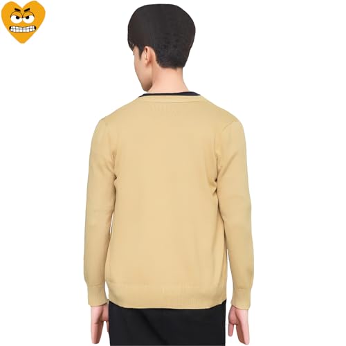 Men Cardigan V-Neck Cool Cute Snag Heart Embroidery Cotton with Button Solid Casual Fit Open Front Sweater3