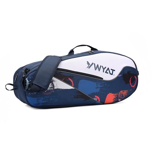 UNISTRENGH Badminton Racket Shoulder Bag Backpack Multifunction 3 Racquets Tennis Bag for Men and Women, 6 Racquets Bag with Shoe Compartment (Navy Blue)