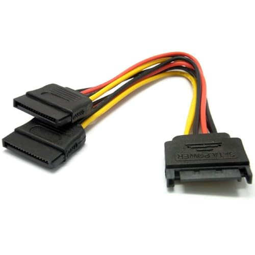 Image of MSAG Sata Power Extension Cable 15 Pin Male To 2 X 15 Pin Female Power Extension Y Splitter Cable Adapter., Black