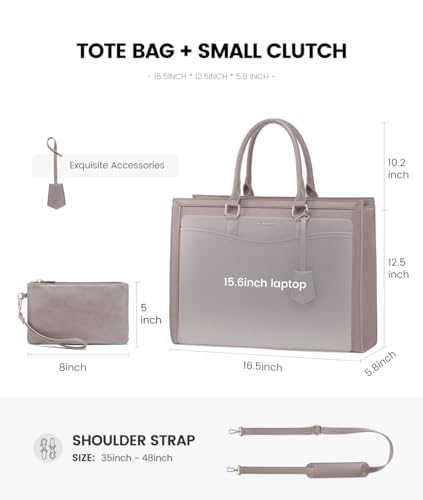 Image of LOVEVOOK Laptop Tote Bag for Women, Office Work Bag Briefcase fit for Laptop, Large Capacity Teacher Bag Handbag