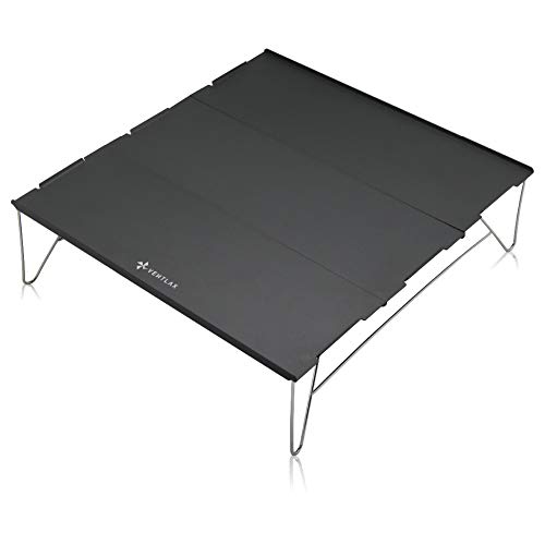 VENTLAX キャンプテーブル ローテーブル アルミ製 軽量650g コンパクト 耐熱250度 折りたたみ設計 3枚組 (マットブラック)
