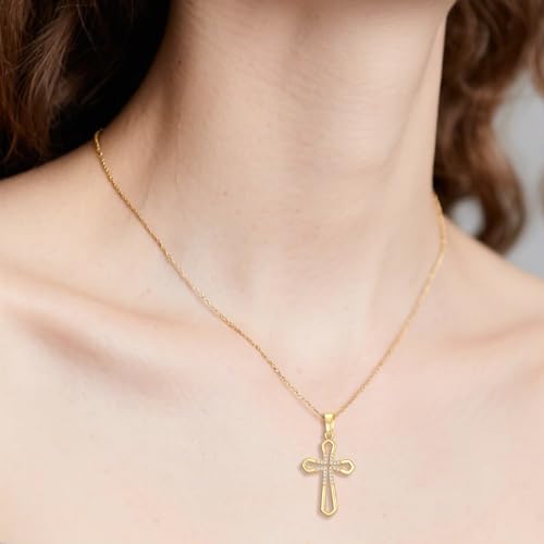 Gold Cross Necklaces for Women 14K Gold Cross Pendant Necklace Chain Necklace Faith Necklaces Cubic Zirconia4