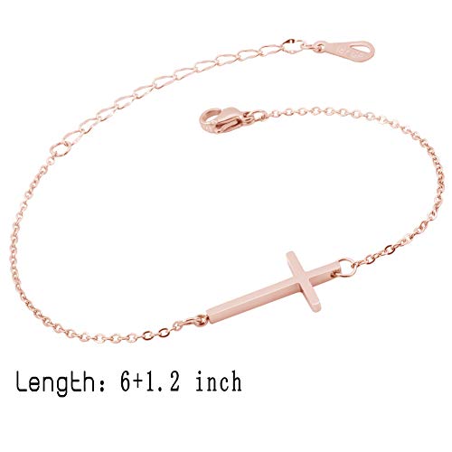 WDSHOW Sideways Cross Bracelets Rose Gold-Tone Silver-Tone4