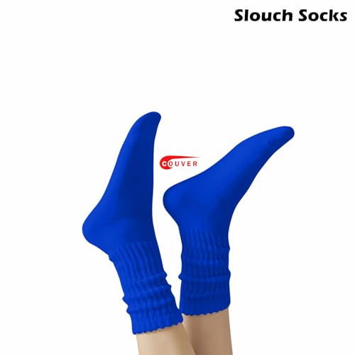 Image of COUVER Womens Scrunched Slouch Socks Soft Cotton Breathable Retro Crew or Knee High, Multiple Colors