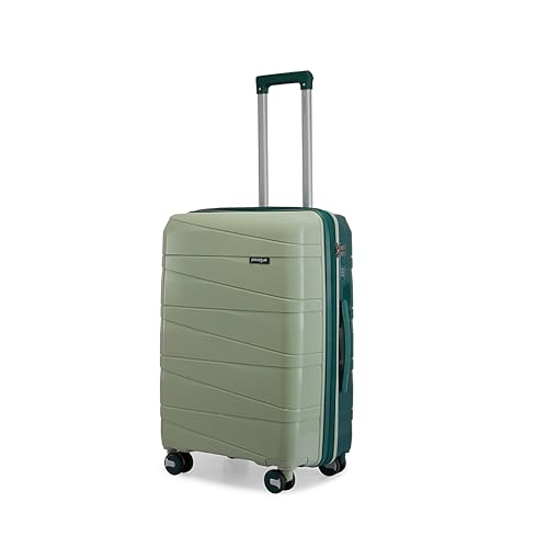 Image of Provogue Azure Hard-Sided PP 65 Cm Check-in Medium Size Luggage Suitcase | Expandable Space with 8 Wheels Trolley Bags for Travel | Combination Lock | 5 Year Warranty (Laurel Green /Hunter Green)