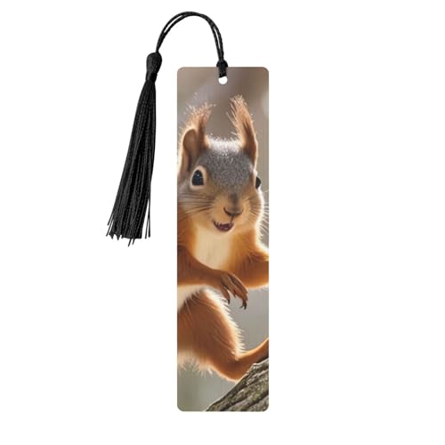 カラフルなタッセル付き木製しおり ブラック リス 木製ブックマーカー パーソナライズ 木製ハンギングタグ オーナメント DIY クラフト しおり メンズ レディース 本好き向け