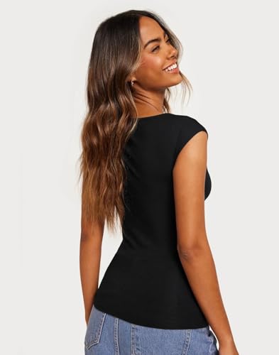 Image of SIGHTBOMB Ultra Soft Fabric Afford LUX Edition Double Layered Boat Neck Folded Cap Sleeves SOFTLINE Cuddle TOP for Women