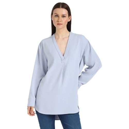 Chemisier col en V Calvin Klein Jeans mode femme Bleu Zen taille S vêtement casual chic