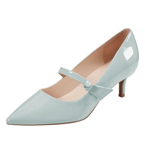YDN Women's Sexy Pointed Toe Mary Janes Low Kitten Heels Comfy Lady Girls Simple Style Pumps Shoes Size 4-16 US