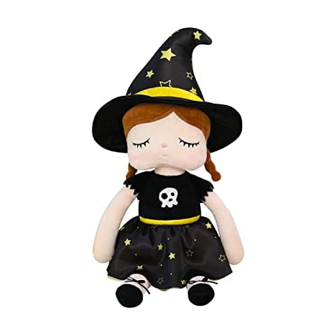 Gesuche 13" Exclusive New Halloween Doll, Cute Princess Fairy Plush Doll, Witches and Pumpkin Doll Girl Gifts, Non-Toxic Soft Skin-Friendly PP Cotton Plush Stuffed Angela Doll (Witches) Cover