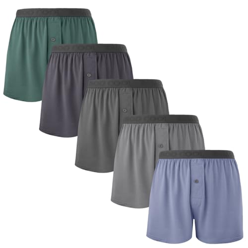 BAMBOO COOL Mens Boxer Shorts Underwear Soft Comfortable Breathable Bamboo Viscose Knit Boxers Short for Men (3 Pack)