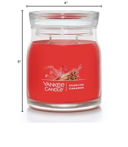Image of Yankee Candle Sparkling Cinnamon Scented Signature 13oz Medium Jar 2-Wick Candle Over 35 Hours of Burn Time Christmas | Holiday