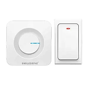 SMILEDRIVE Long Range Kinetic Wireless Remote Doorbell-IP44 Waterproof, 200 M Operating Range, 36 Chimes, No batteries required for transmitter