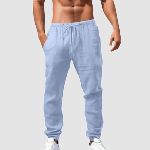 Men's Slim Fit Work Pants – Wrinkle-Free, Stretch Comfort, Business Casual Office Pants with Belt Loops, Everyday Wear All Season Hip Hop Breathable Loose Casual Sports Pants Light Blue2