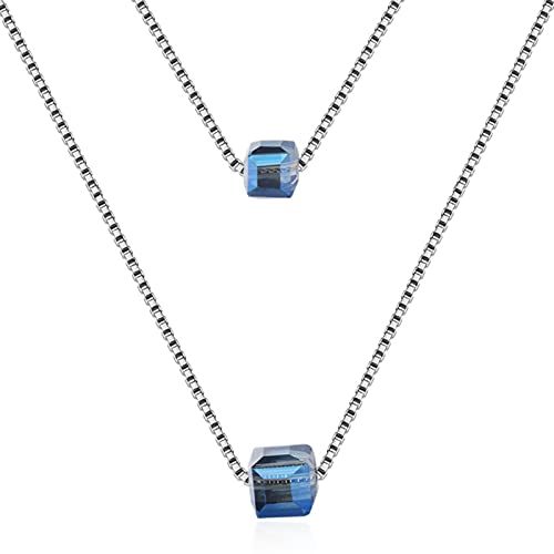 Collier argent 925 double rangée et cristal brillant hypoallergénique