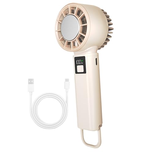 YRTUOP Ventilador Manual Portátil, Ventilador Personal Portátil Potente, Accesorio de Enfriamiento Ajustable 5 Velocidades 2000 mAh para Viaje Exterior Playa Camping Escritorio Hombres Mujeres