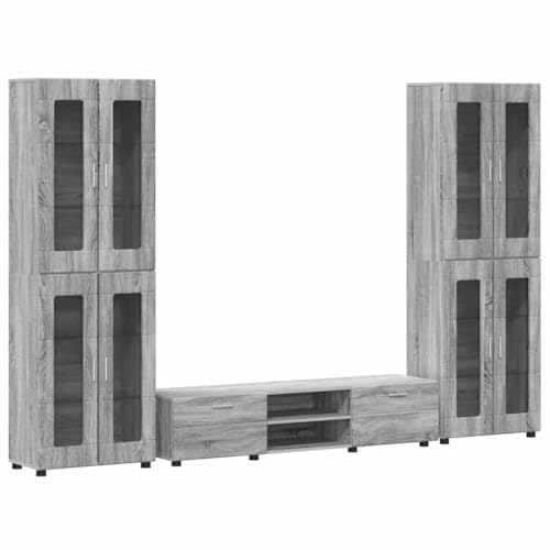 vidaXL Conjunto de Mueble de TV Gris Sonoma Madera de ingeniería, Armario Moderno y Amplio, Ideal para Almacenamiento, diseño Rectangular, Mueble Duradero para el salón