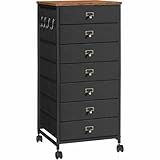 HOOBRO 7-Drawer Vertical File Cabinet, Office Chest with Drawers, Filing Cabinet for Home Office, with S Hooks and Nameplates, Sturdy Metal Support, Easy Assembly, Black and Rustic Brown BFK71WJ01
