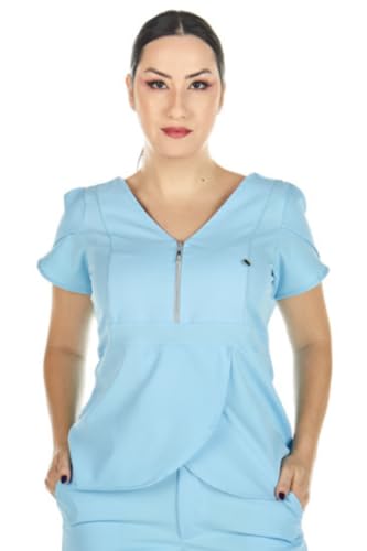 Blusa Scrub Transpassada Azul Bebê Cor:Azul Claro;Tamanho:XG