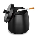 ❤【Windproof & Rainproof】- Der Aschenbecher für den Außenbereich besteht aus schwerem Edelstahl. Ein Deckel kann Wind und Regen vermeiden und eignet sich hervorragend für windige Gebiete.