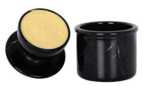 Butter Dish Cover Pot Black Handmade Marble Butter Storage Crock Keeper for Kitchen - Kitchenware