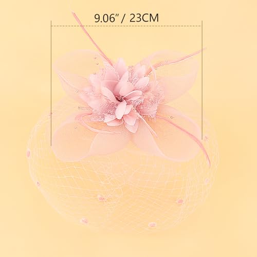 Image of DRESHOW Women Fascinator Hats Tea Party Hat Vintage Pillbox Hat Headband for Cocktail