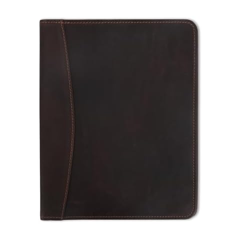 CestAntiQ Heavy Duty Buffalo Leather Legal Pad Portfolio Handmade Executive Notebook Binder, Professional Padfolio Organizer Gift for Men and Women Genuine Leather Resume Document Holder (Dark Brown) Cover