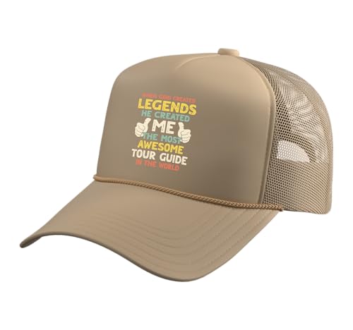 Tour Guide Legend Trucker Hat with Adjustable Mesh Back, Khaki