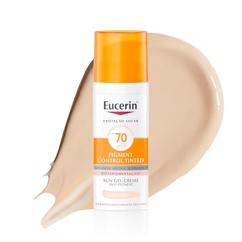 EUCERIN Protetor Solar Facial Antimanchas Cor Clara FPS 70 50ml, Pigment Control, Proteção UVA, UVB e Luz Visível, Thiamidol