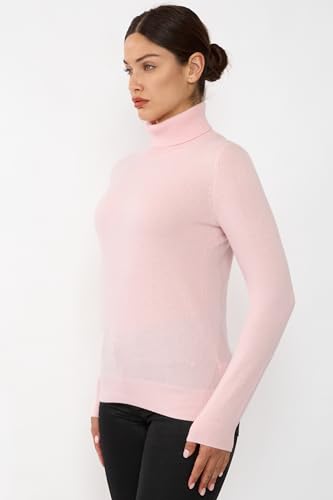 Image of JENNIE LIU Women's 100% Pure Cashmere Long Sleeve Pullover Turtleneck Sweater