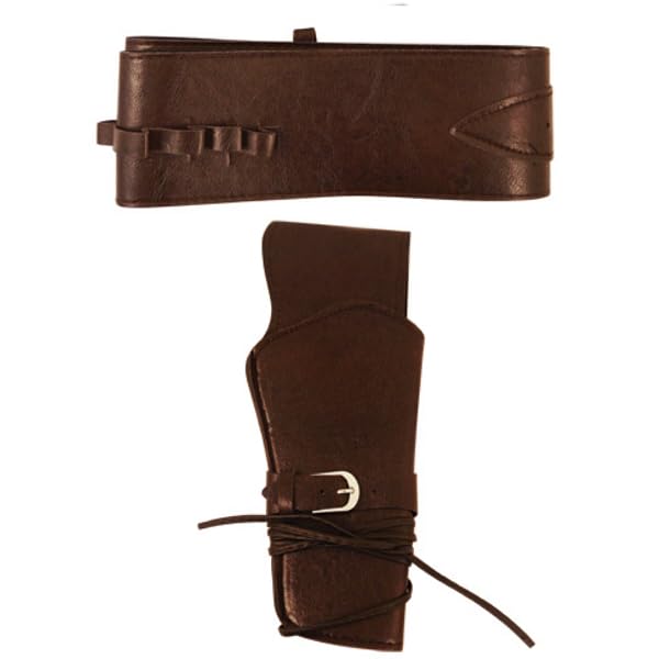 SoWest Cowboy Belt and Holster Set for Adults – Brown Faux Leather Western Fancy Dress Accessory for Halloween | Single Gun Holster with Belt for Themed Parties and Cosplay