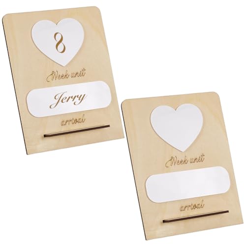 Image of FINGERINSPIRE 2 Set Announcement Pregnancy Signs Wooden Baby Announcement Sign Pregnant Baby Announcement Board Wood Sign for The Announcement of Your Pregnancy Or Baby's Birth Gifts for New Parents