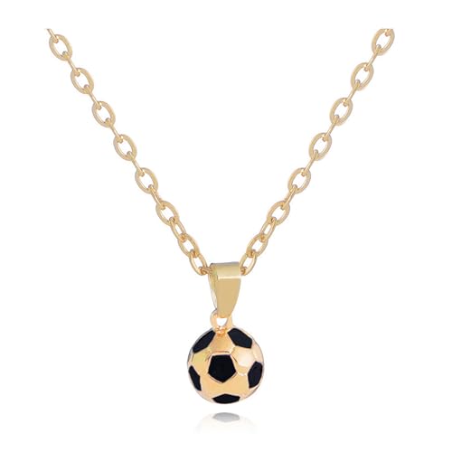 Ryaupy Collar de Fútbol con Dije Colgante, Joyería con Cadena, Regalo para Niños, Niñas, Infantiles, Unisex, Deportistas (Oro)