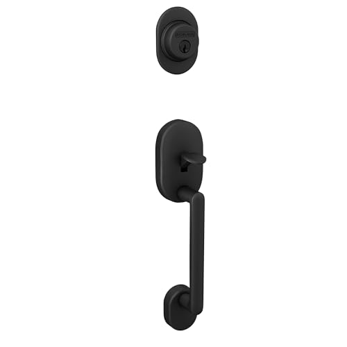 Image of Schlage F58 RMN 622 Remsen Exterior Front Entry Handleset, Exterior Side Grip, Matte Black